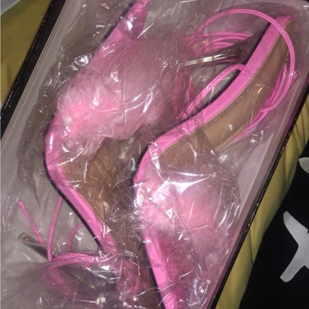 Pink High Heels with Fur